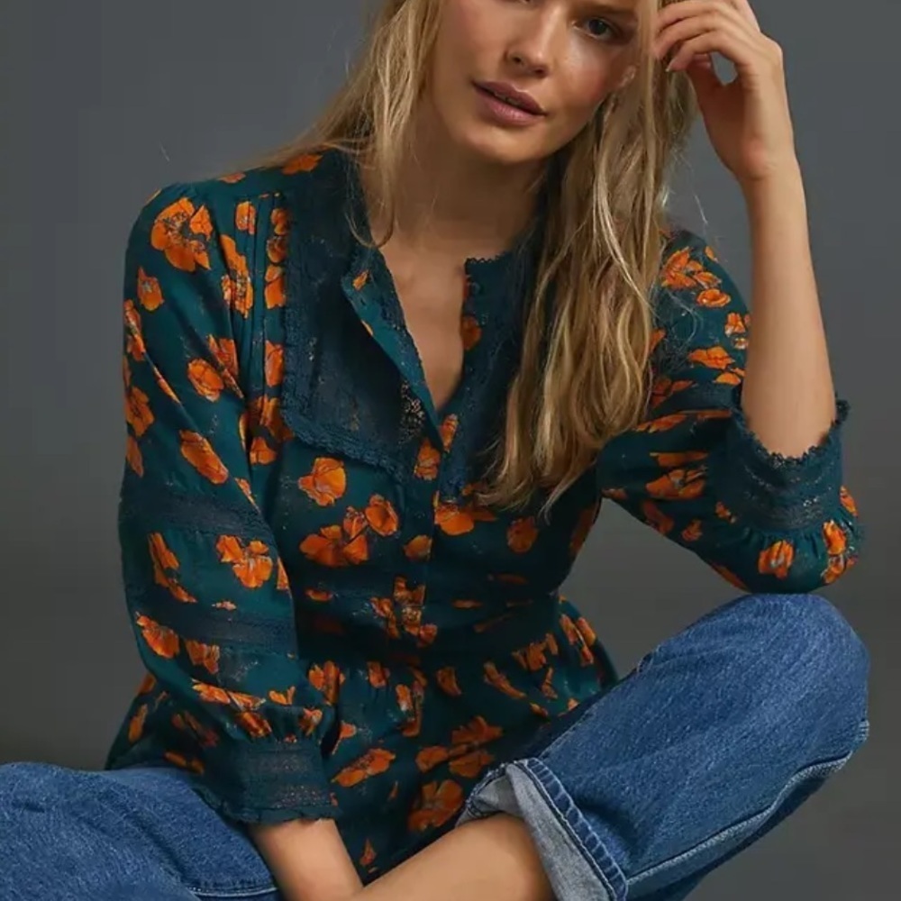 Love The Label  Anthropologie Soraya Buttondown Tunic Blouse XL NWT